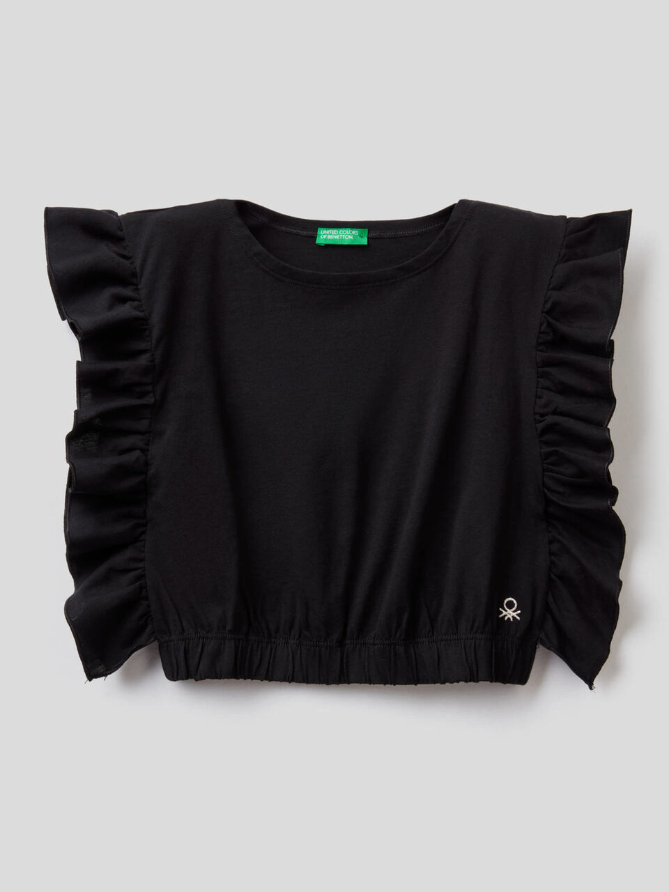 Top in puro cotone con rouches image number 1