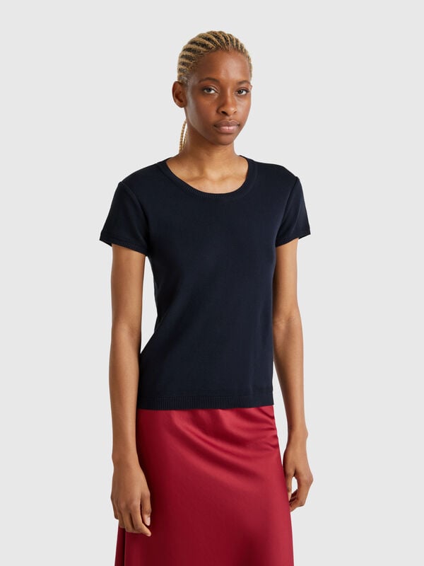 Maglia blu notte a manica corta Donna