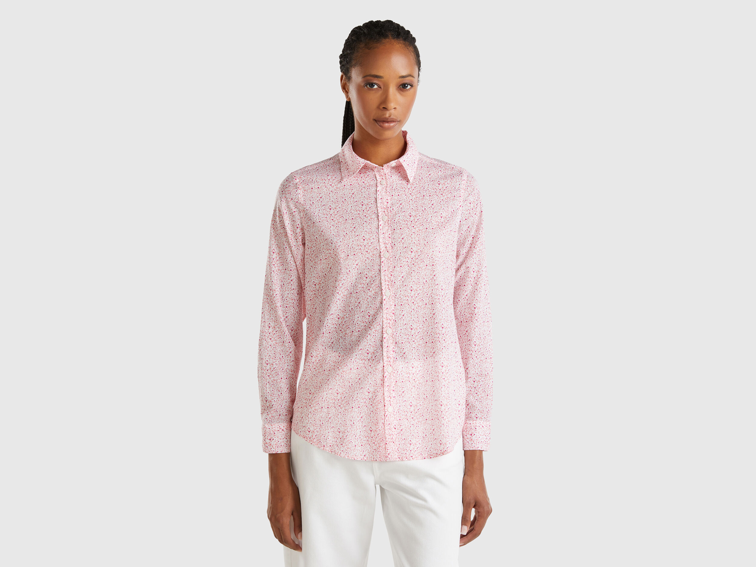 Camicia fantasia 100 cotone Rosa Benetton