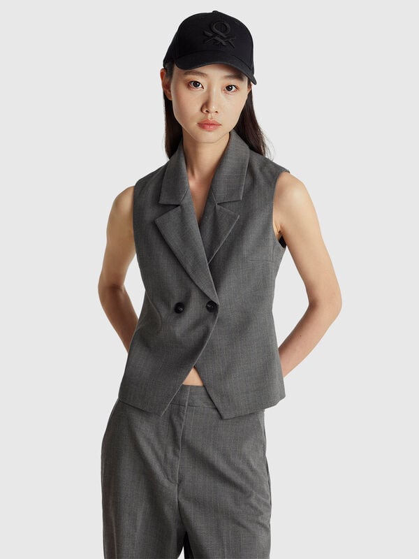 Gilet gessato doppiopetto Donna