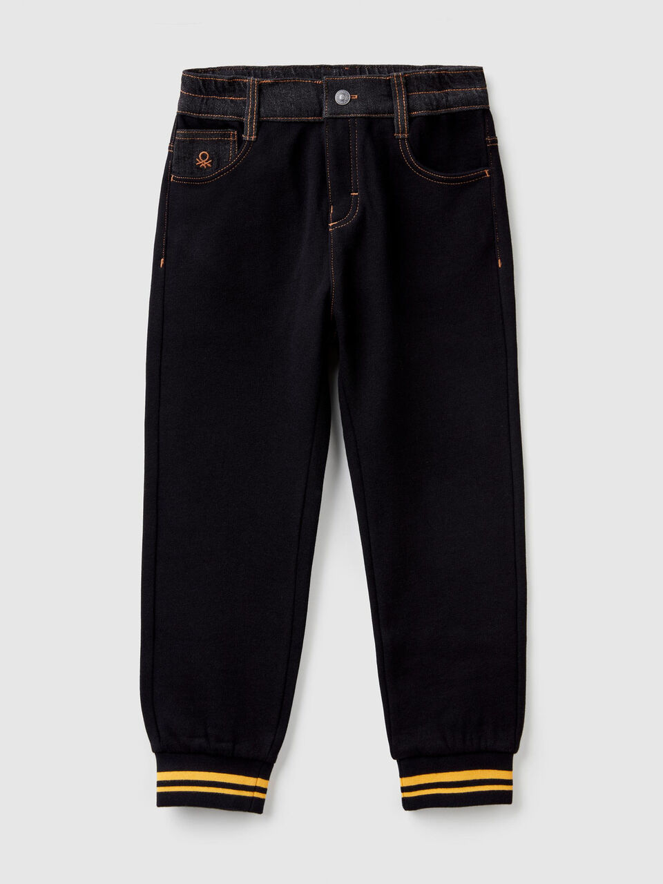 Pantaloni in felpa con dettagli denim image number 1