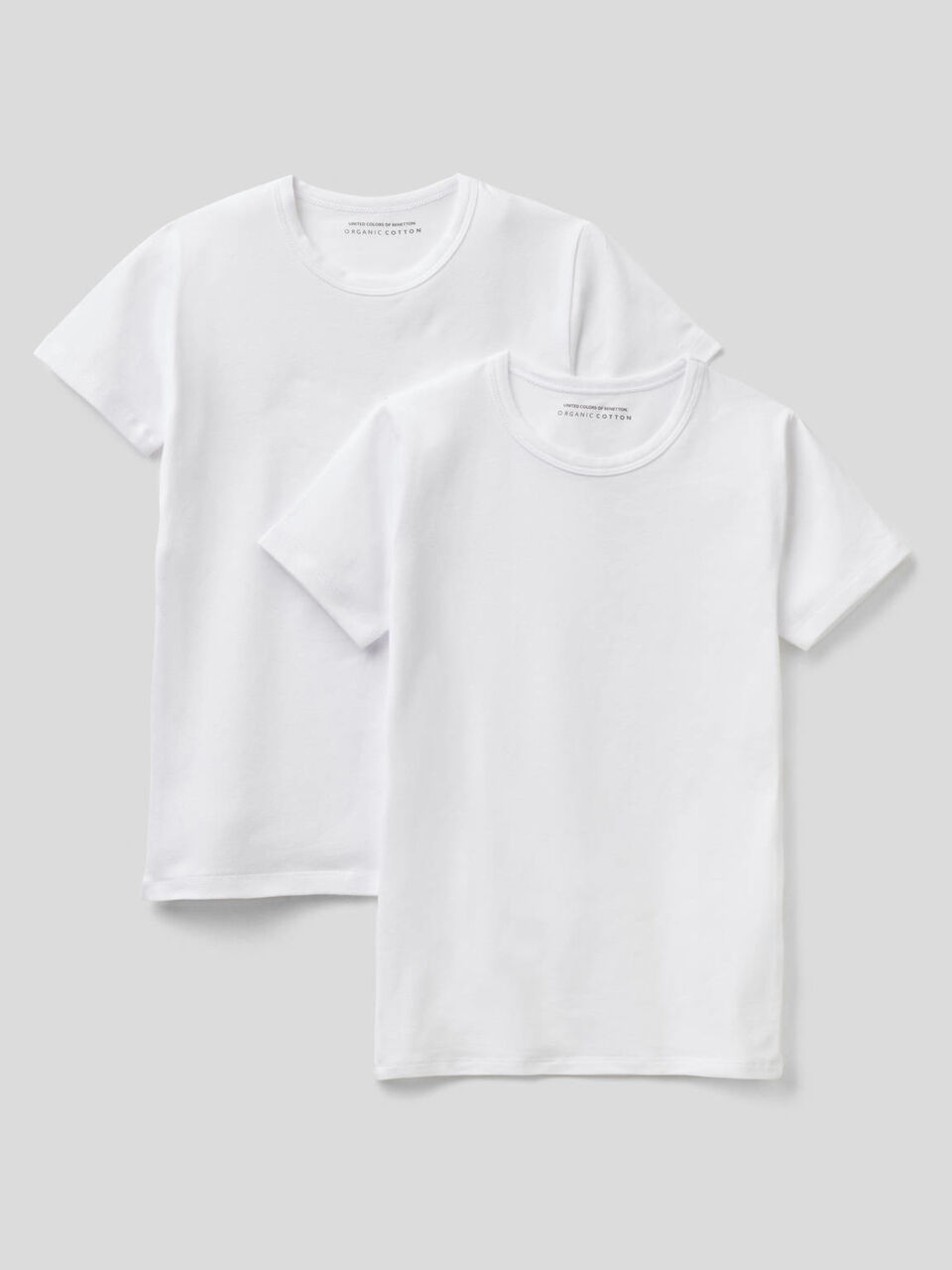 Due t-shirt bianche in cotone bio stretch image number 1