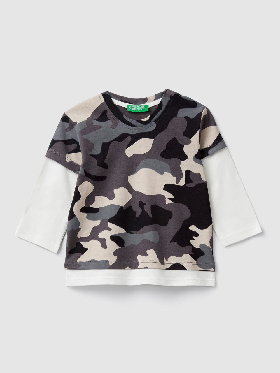 T-shirt stampata con doppia manica image number 1