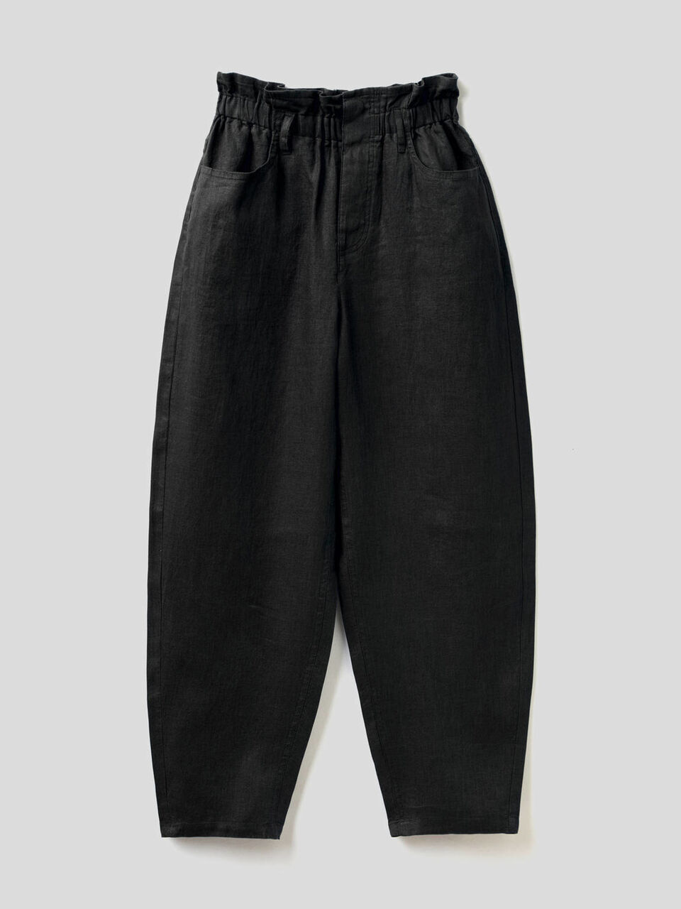Pantaloni in puro lino con vita arricciata image number 1