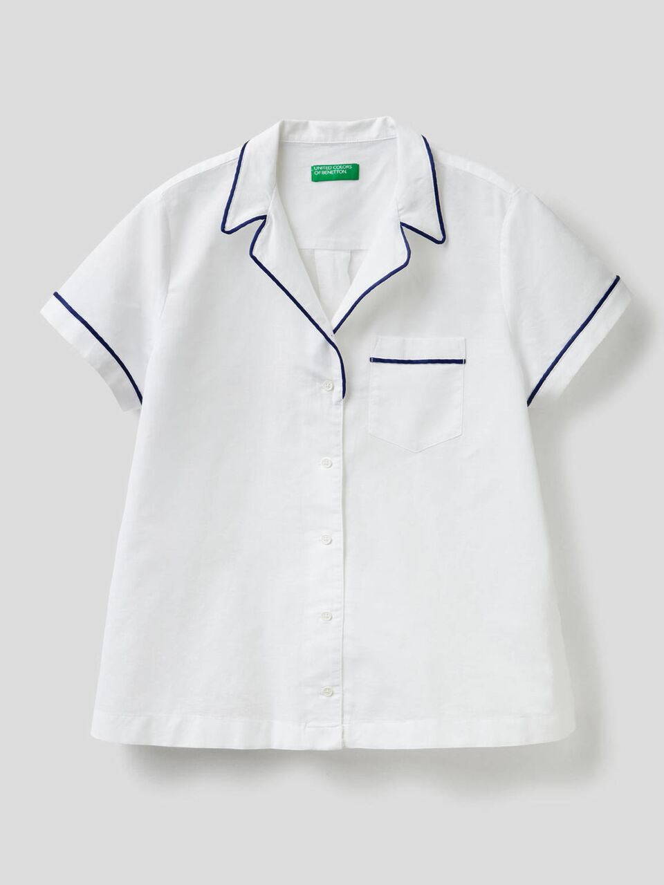 Camicia misto lino con profili a contrasto image number 1