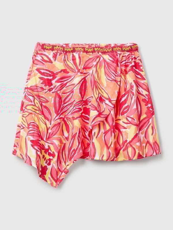 Minigonna con stampa tropicale Bambina