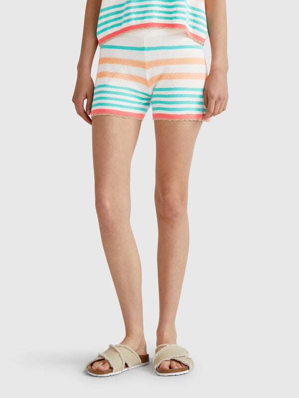 Shorts in maglia a righe  Donna