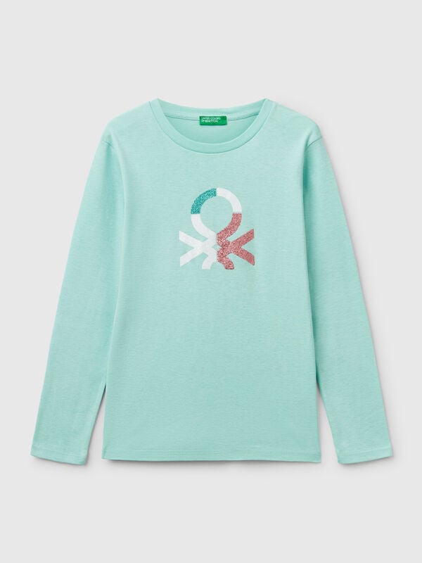 Maglietta a manica lunga con stampa glitter Bambina