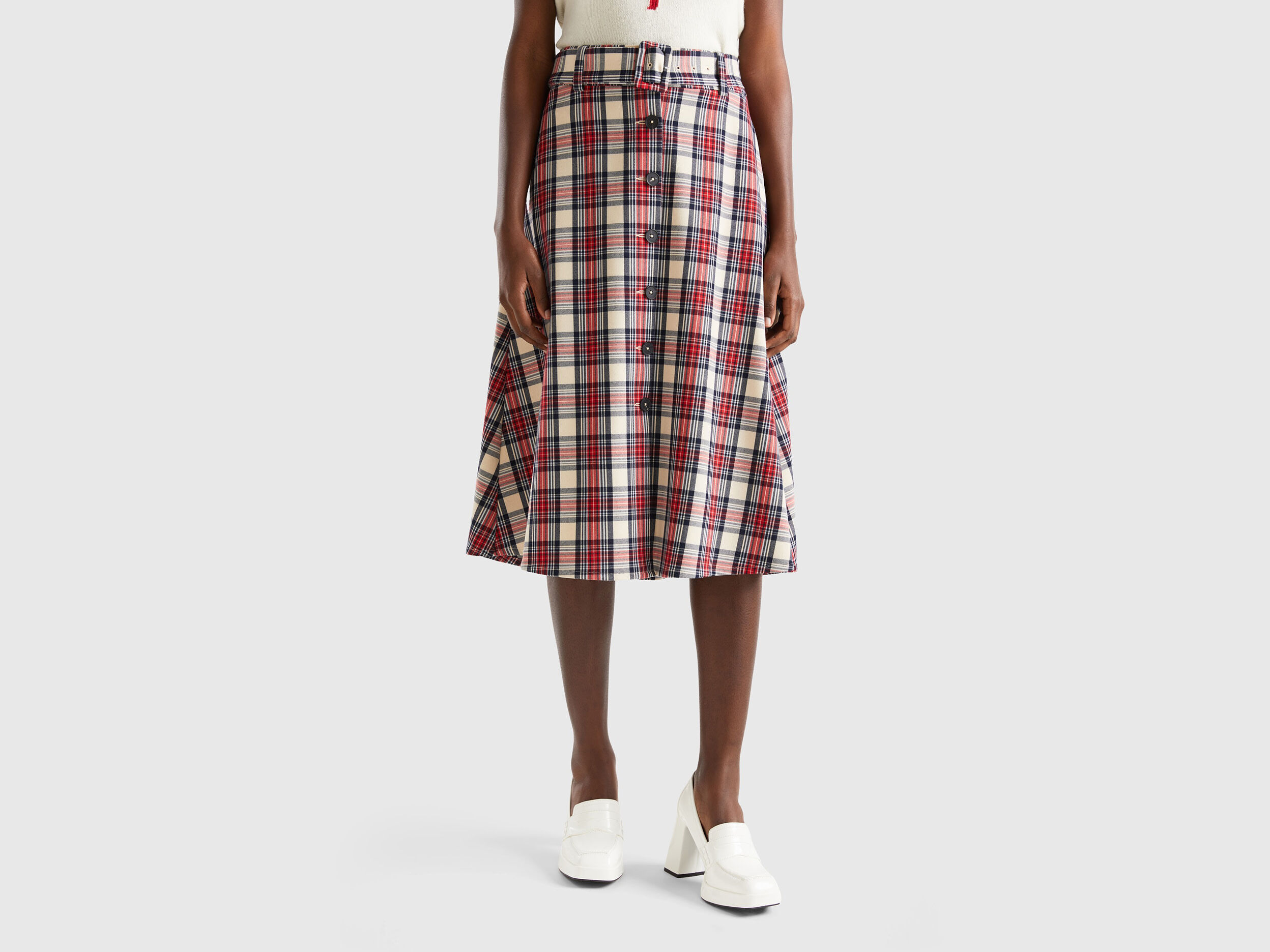 Gonna scozzese benetton sale