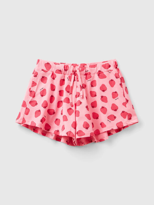 Shorts rosa con stampa fragole Bambina