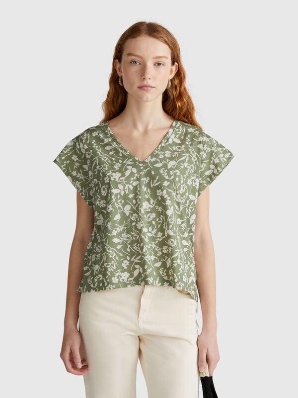 Maglietta con stampa fiori Donna