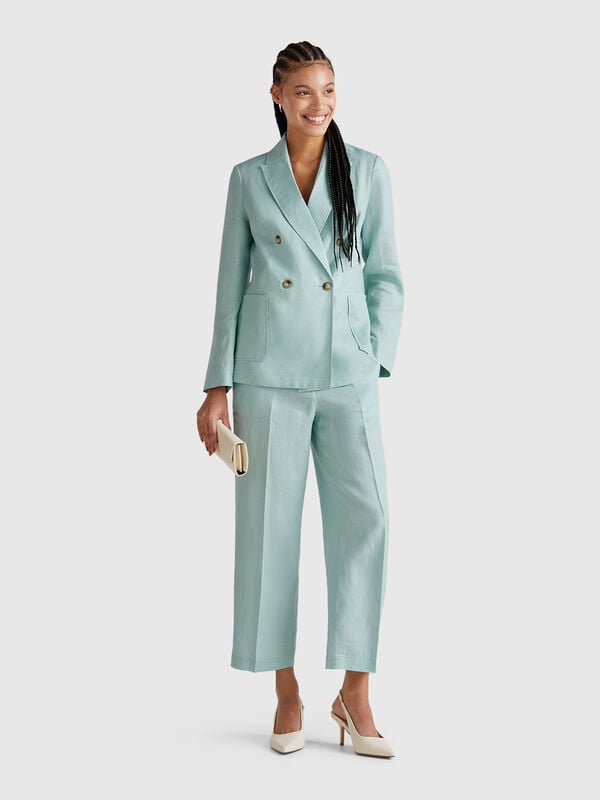 Pantaloni dritti in puro lino Donna