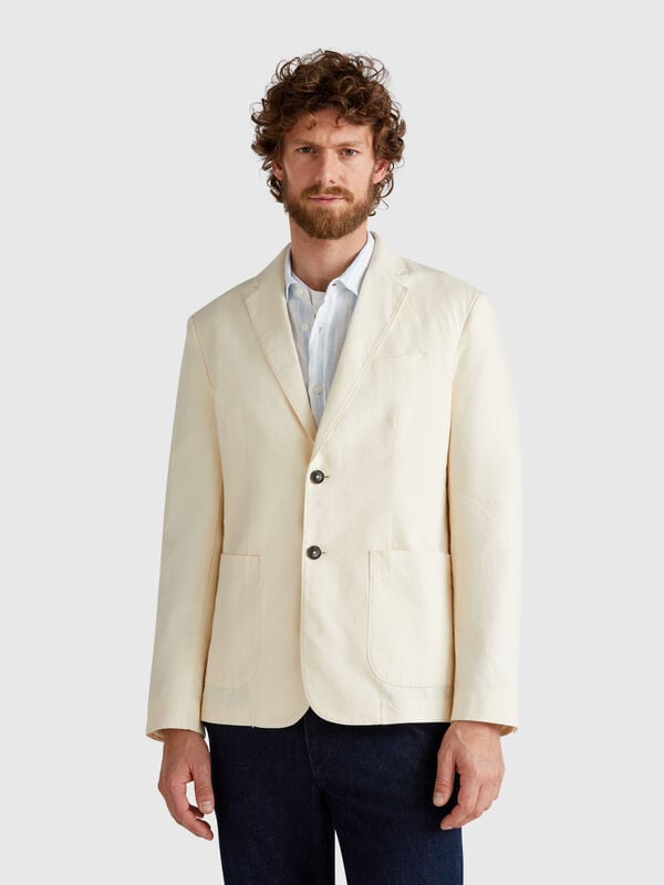 Blazer slim fit in misto lino Uomo