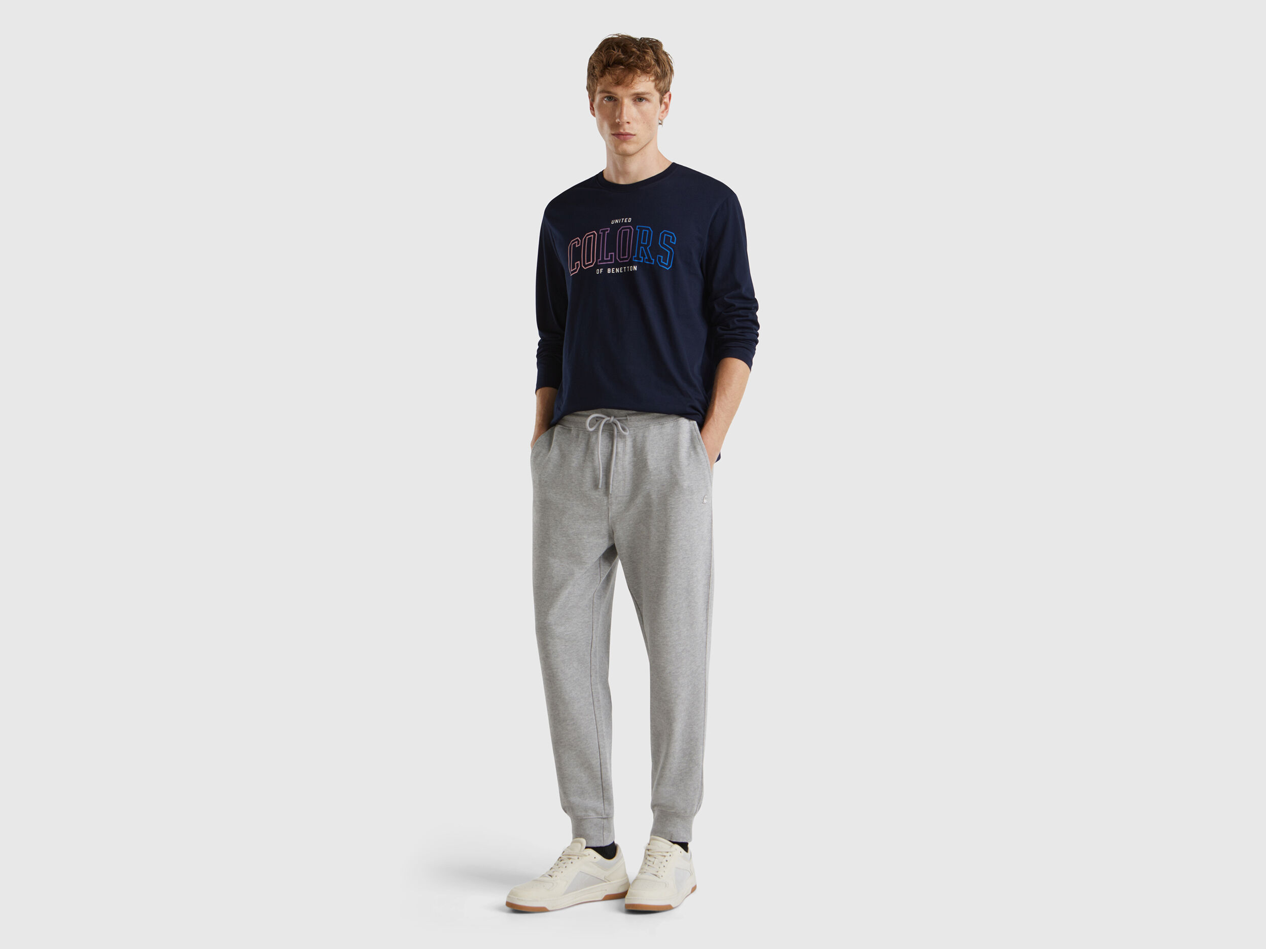 Joggers in felpa 100 cotone Grigio Chiaro Benetton