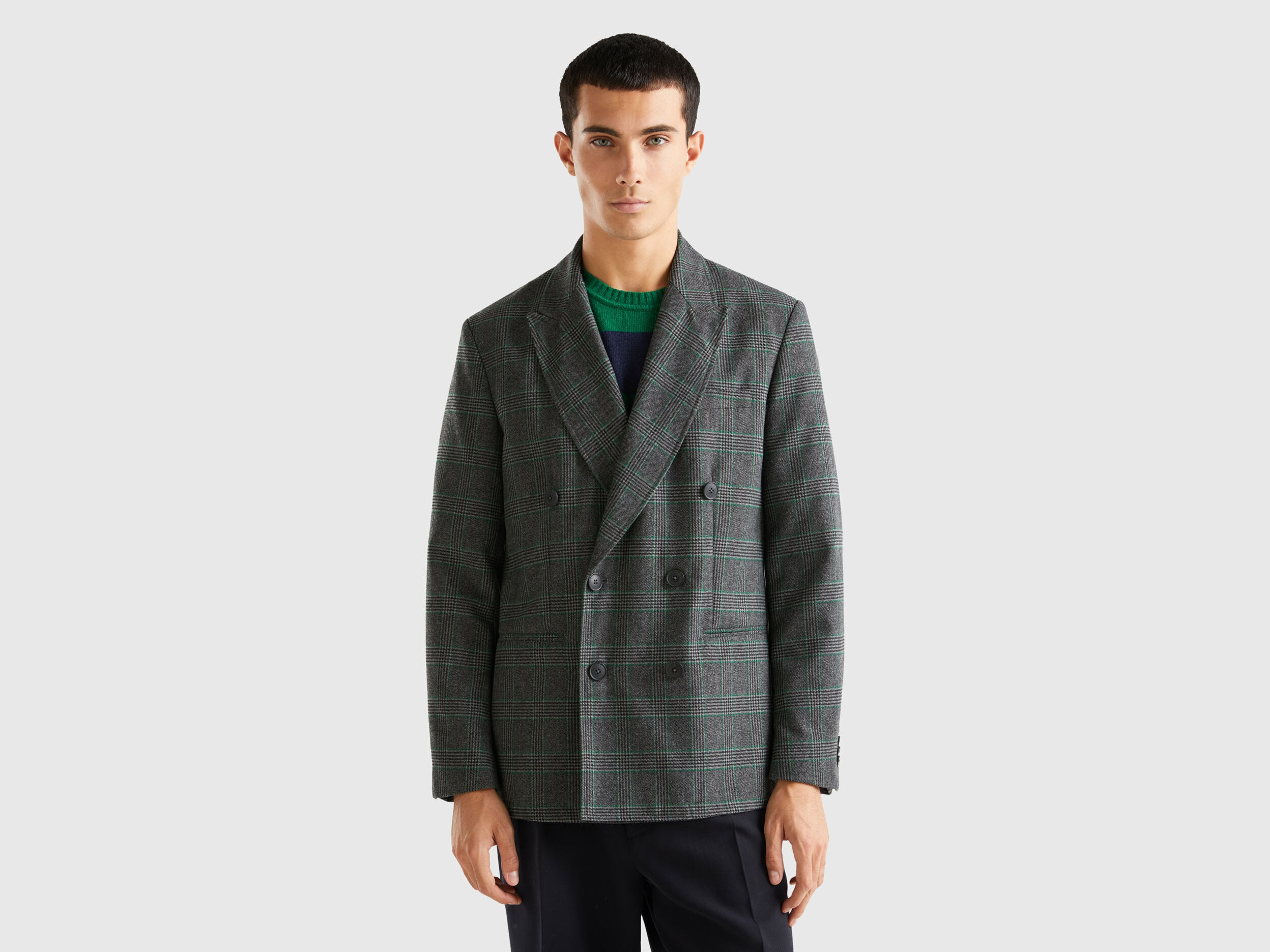 Giacca doppiopetto principe di Galles Grigio Uomo Benetton
