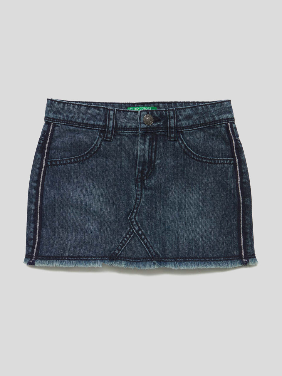 Gonna in denim con bande lurex image number 1