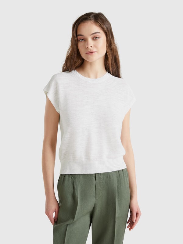 Gilet in misto cotone e lino Donna