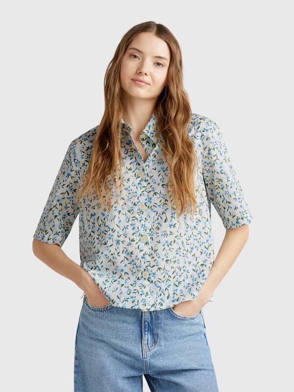 Camicia fantasia in cotone leggero Donna