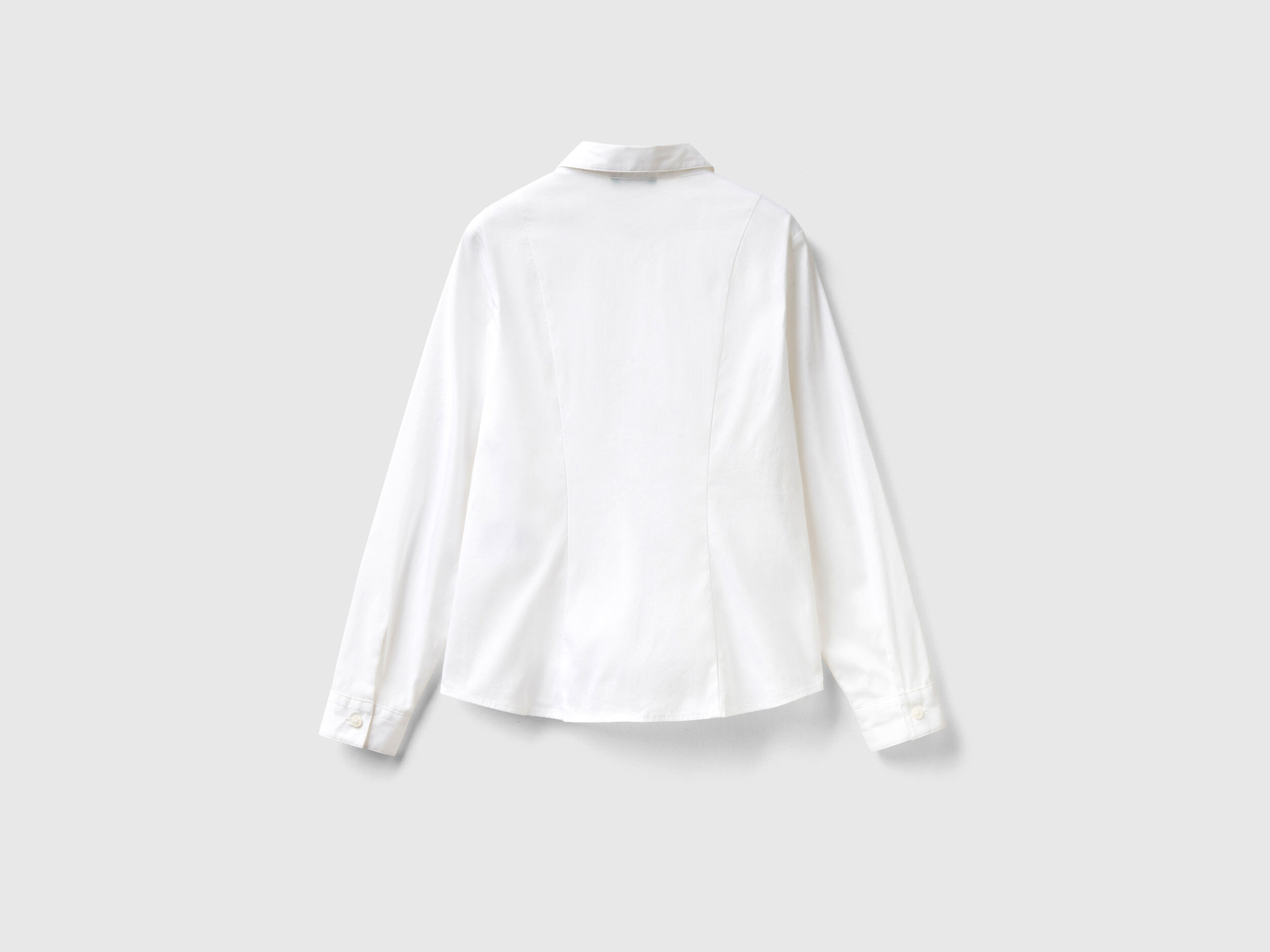 Camicia bianca in misto cotone stretch Bianco Bambina Benetton