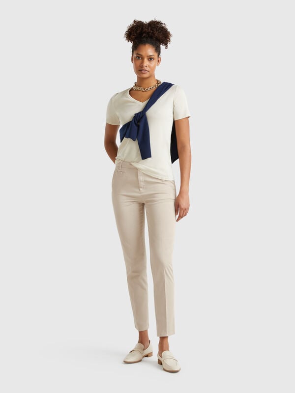Chino slim fit in cotone beige Donna