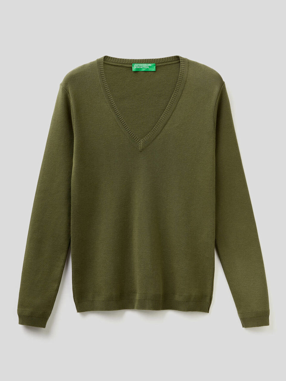 Maglia in puro cotone con scollo a V image number 1
