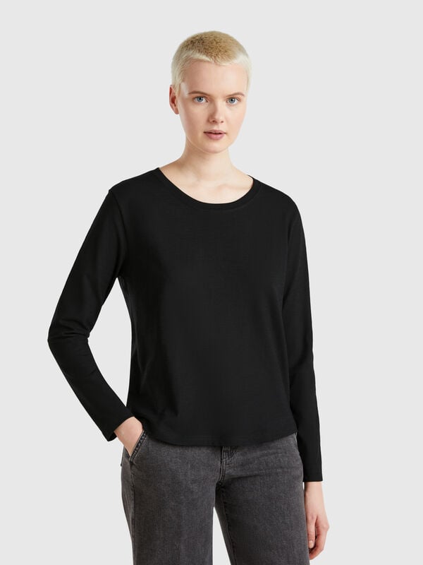 T-shirt manica lunga in cotone leggero Donna