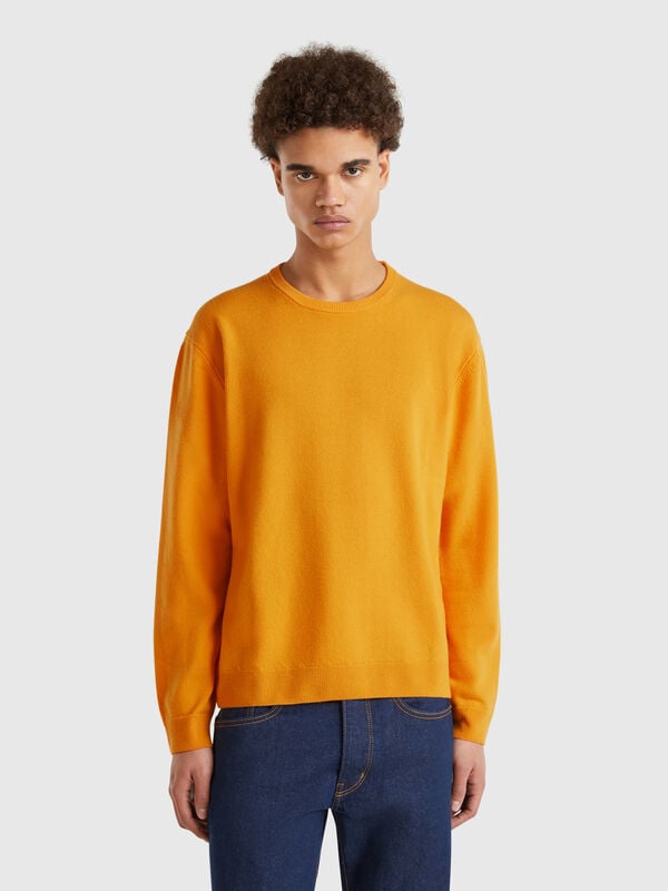 Maglia giallo ocra in pura lana Merino Uomo