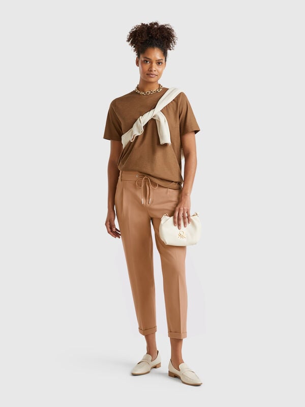 Pantaloni tinta unita con coulisse Donna