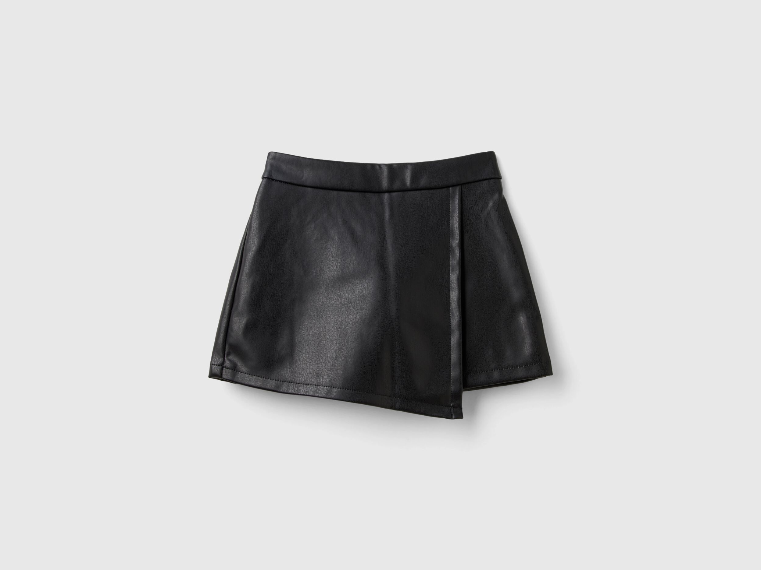 Gonna pantalone in tessuto spalmato Nero Benetton