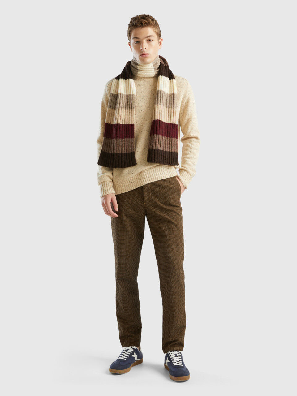 Maglia lupetto jacquard Beige Uomo Benetton