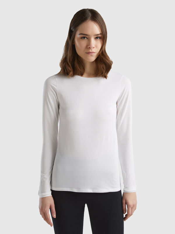 T-shirt manica lunga in cotone bio super stretch Donna