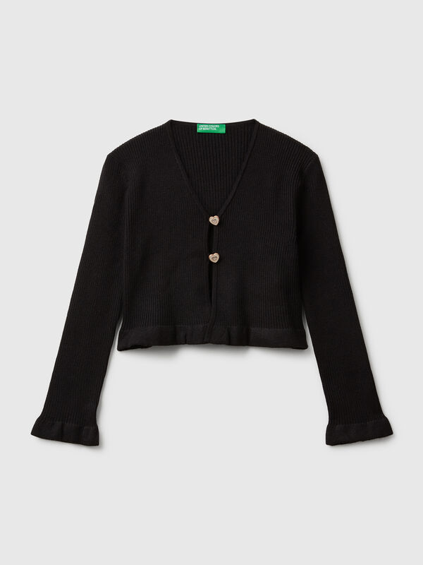 Cardigan con bottoni cuoricino Bambina
