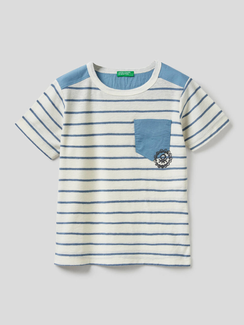 T-shirt a righe in cotone misto lino image number 1