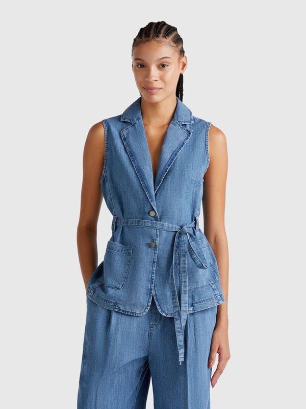 Gilet in chambray Donna