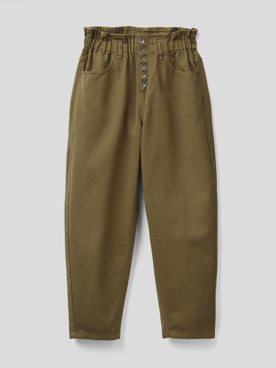 Pantaloni a vita alta in 100% cotone image number 1