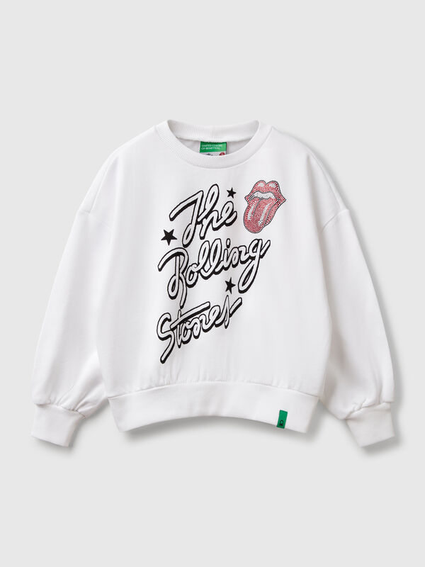 Felpa oversize "The Rolling Stones" con strass Bambina