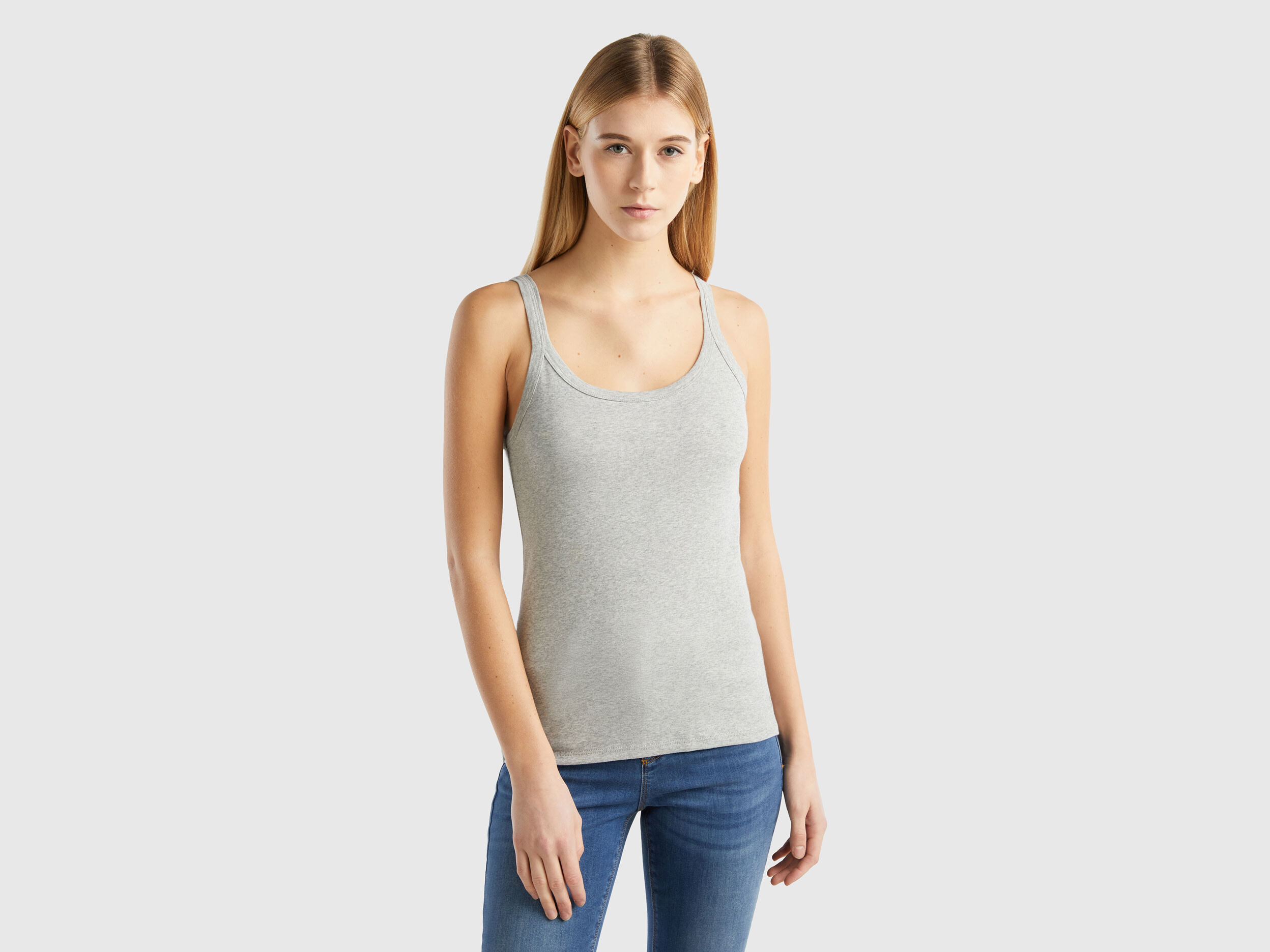 Canotta grigio chiaro in puro cotone Grigio Chiaro Benetton