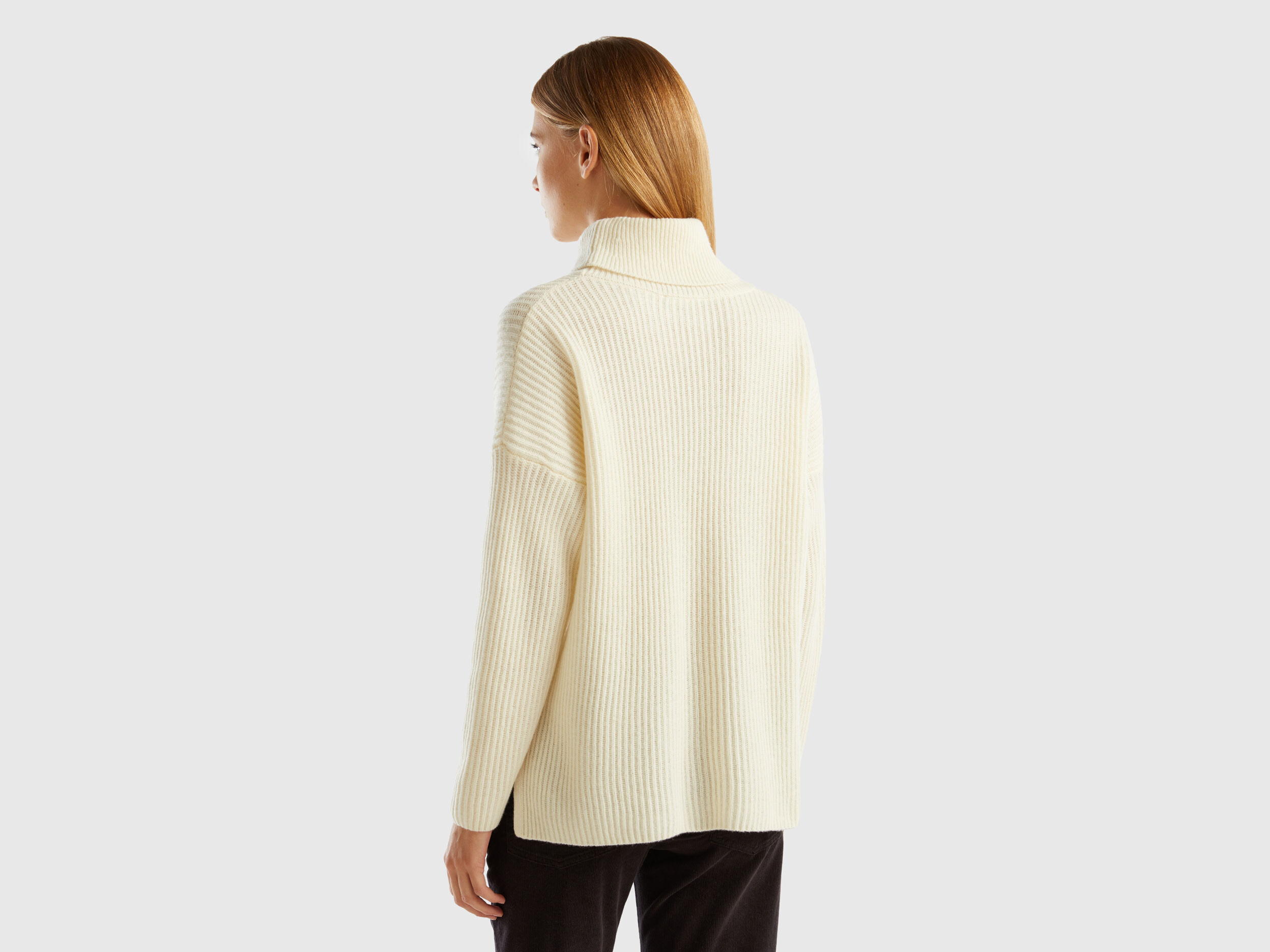 Dolcevita con collo ampio Bianco Panna Donna Benetton