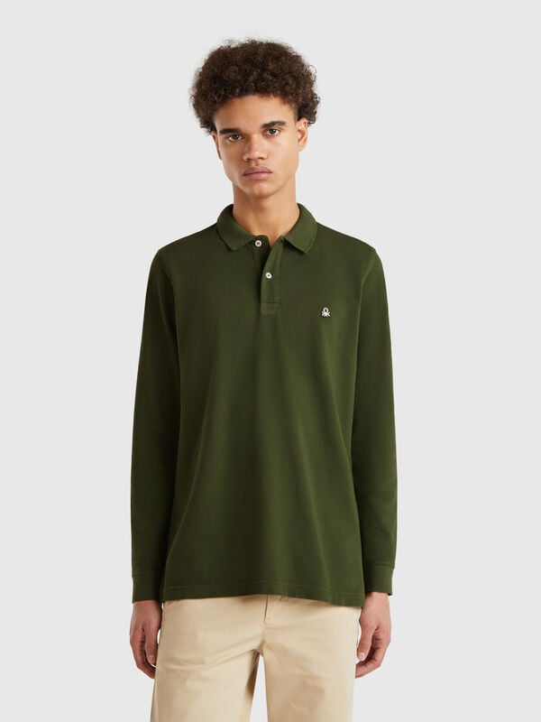 Polo a manica lunga in cotone  Uomo