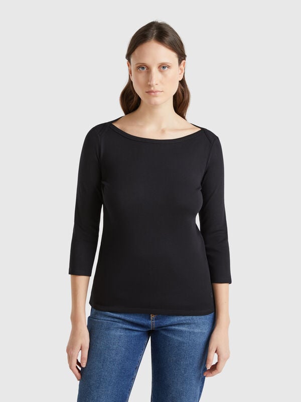 T-shirt con scollo a barchetta 100% cotone Donna