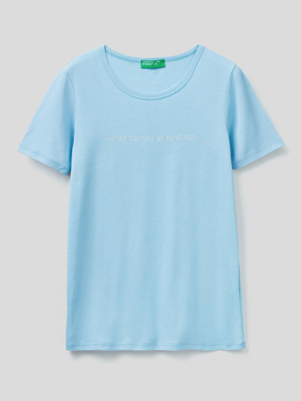 T-shirt 100% cotone con stampa logo glitter image number 1