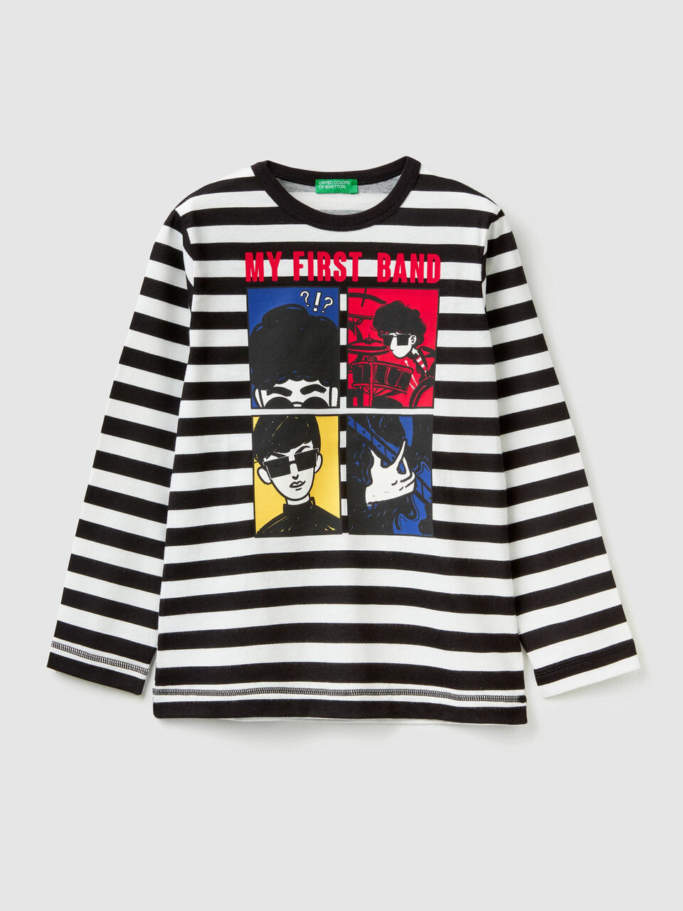 T-shirt a righe con stampa image number 1