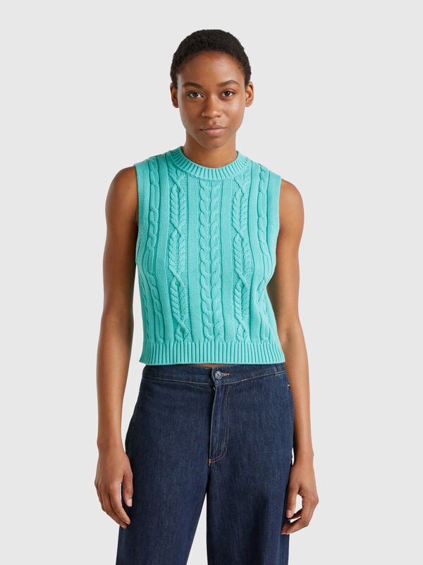 Gilet cropped a trecce Donna