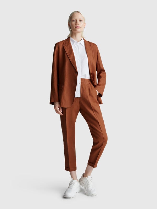 Pantaloni regular fit in puro lino Pantaloni regular fit in puro lino Donna
