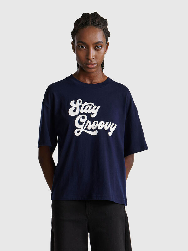 Maglietta con stampa slogan Donna