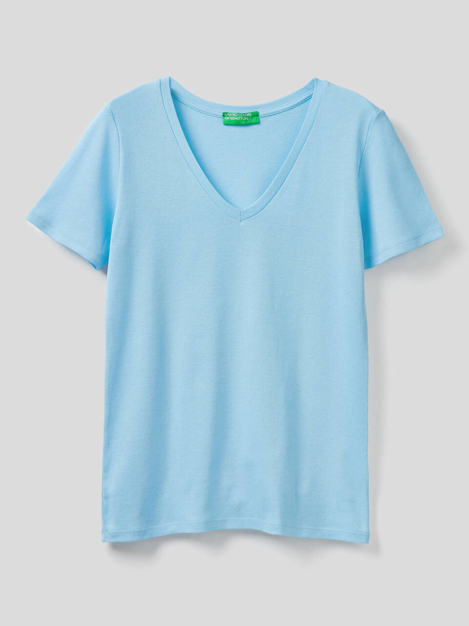 T-shirt in puro cotone con scollo a V image number 1