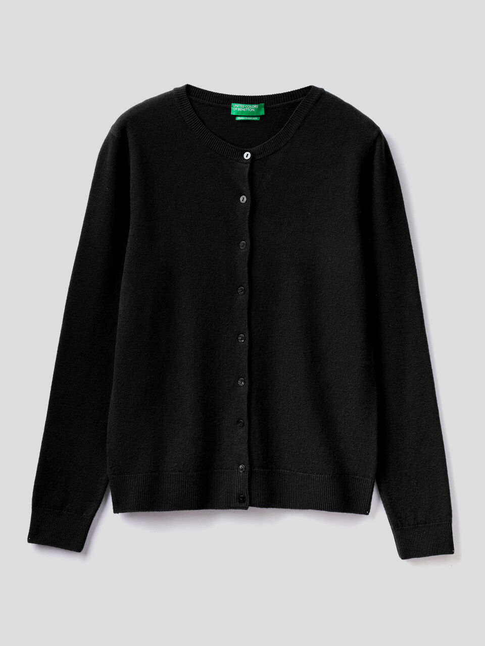 Cardigan girocollo in pura lana vergine image number 1