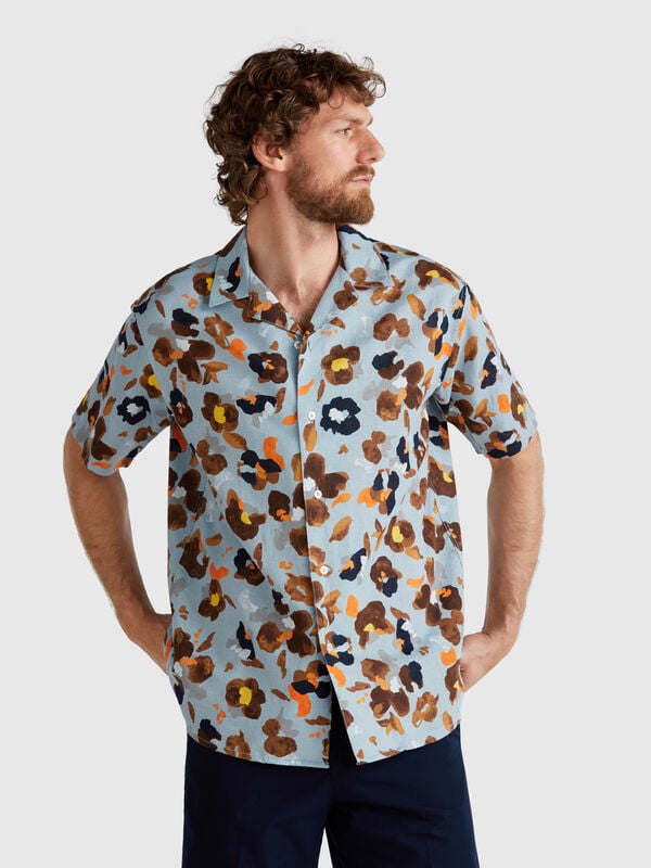 Camicia con stampa floreale Uomo