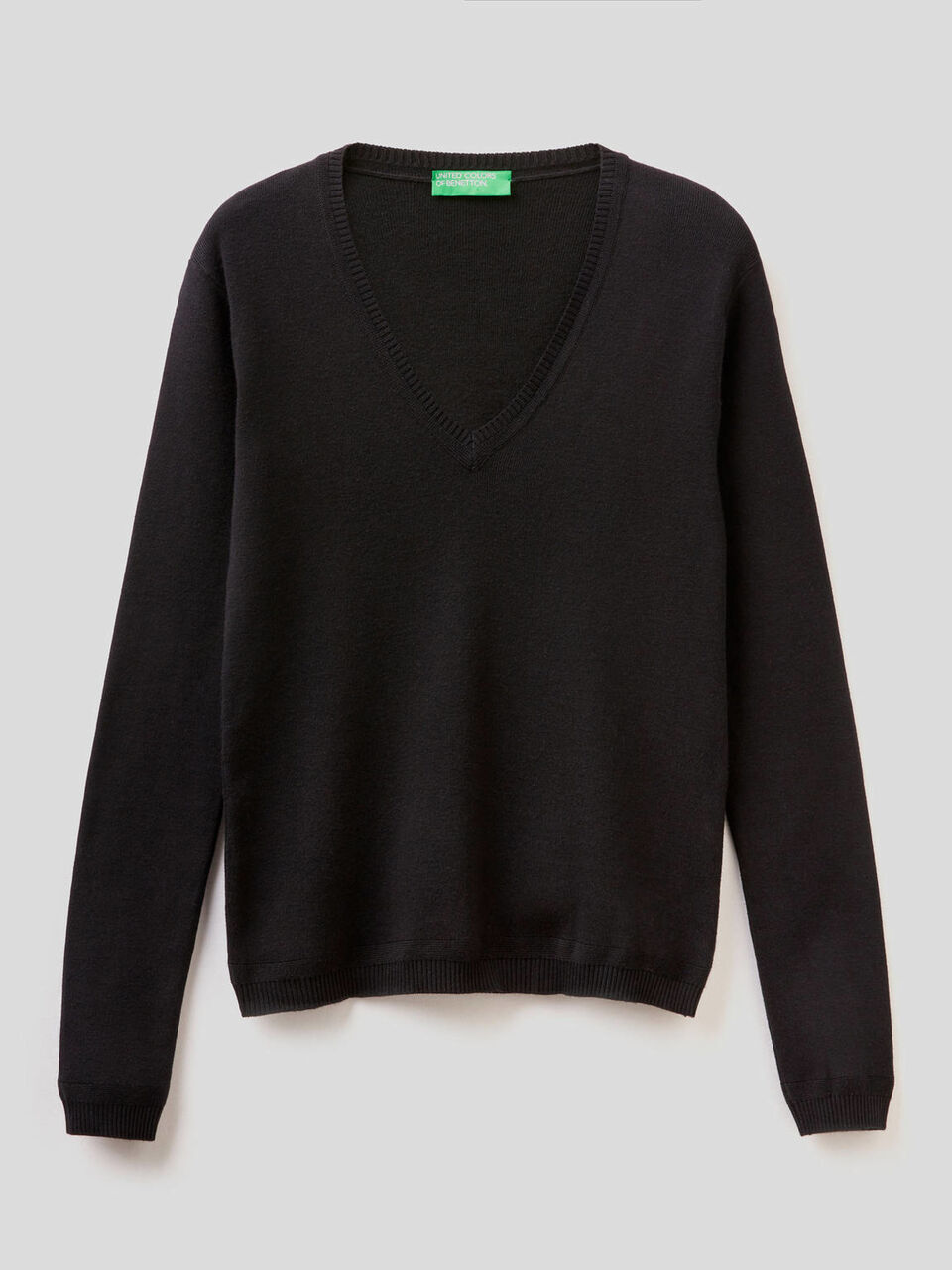 Maglia in puro cotone con scollo a V image number 1