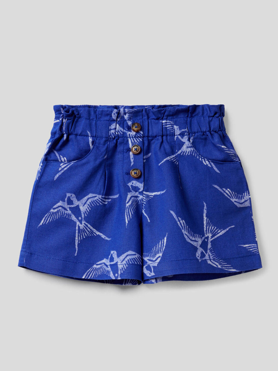 Shorts stampati in cotone misto lino image number 1